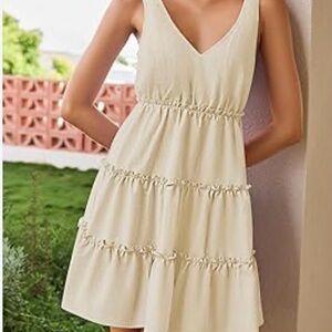 Sleeveless Tiered Mini Dress in Cream